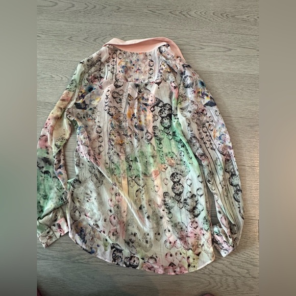 Ted Baker watercolor floral pink button down blouse size 1 US Small - Picture 6 of 6